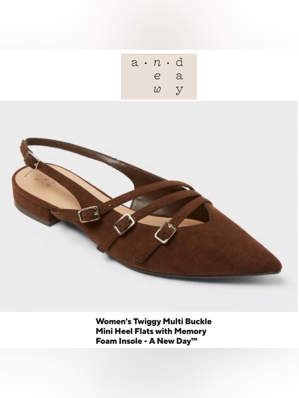 a new day Twiggy Multi Buckle Mini Heel Memory Foam Size 8 1/2 NWT